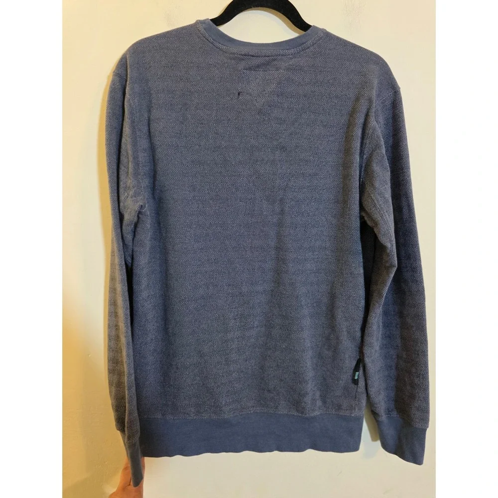 Vissla Mens Blue Herringbone Stripe Crewneck‎ Sweatshirt Medium M603ICRE